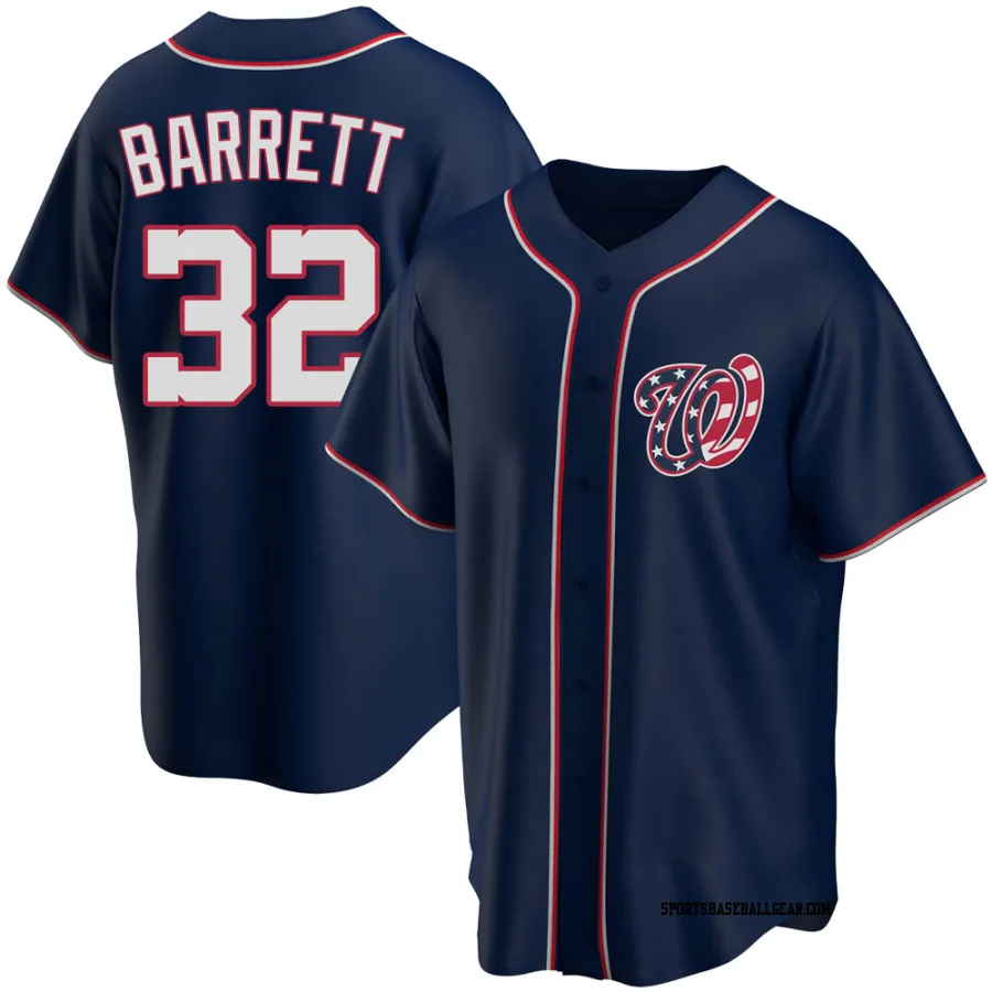 Aaron Barrett Men's Washington Nationals Navy Replica Alternate Team Jersey