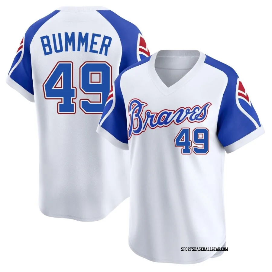 Aaron Bummer Men's Atlanta Braves White Limited Throwback Cooperstown Collection Jersey