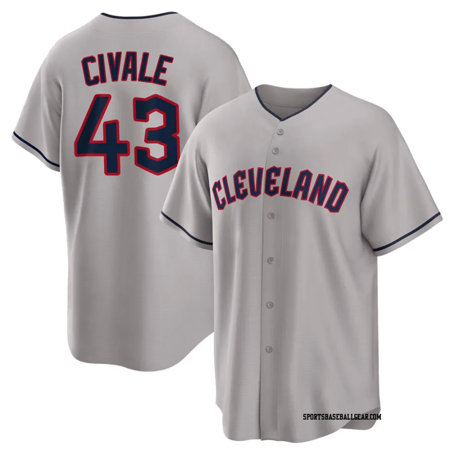 Aaron Civale Men's Cleveland Guardians Gray Replica Road Jersey