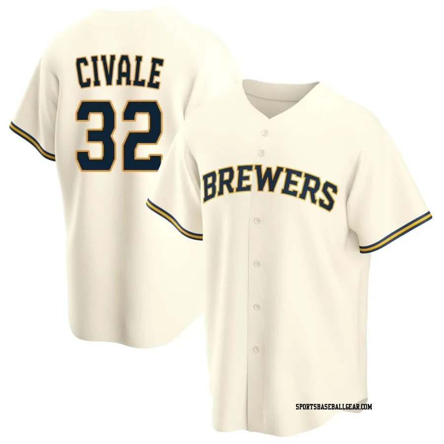 Aaron Civale Youth Milwaukee Brewers Cream Replica Home Jersey
