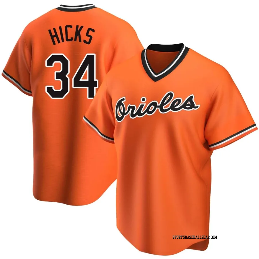 Aaron Hicks Men's Baltimore Orioles Orange Replica Alternate Cooperstown Collection Jersey