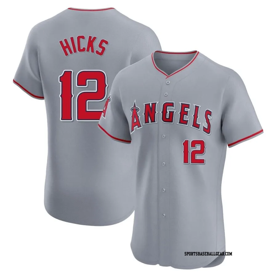 Aaron Hicks Men's Los Angeles Angels Gray Elite Road Jersey