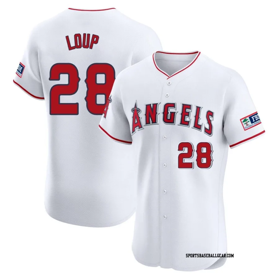 Aaron Loup Men's Los Angeles Angels White Elite Home Patch Jersey
