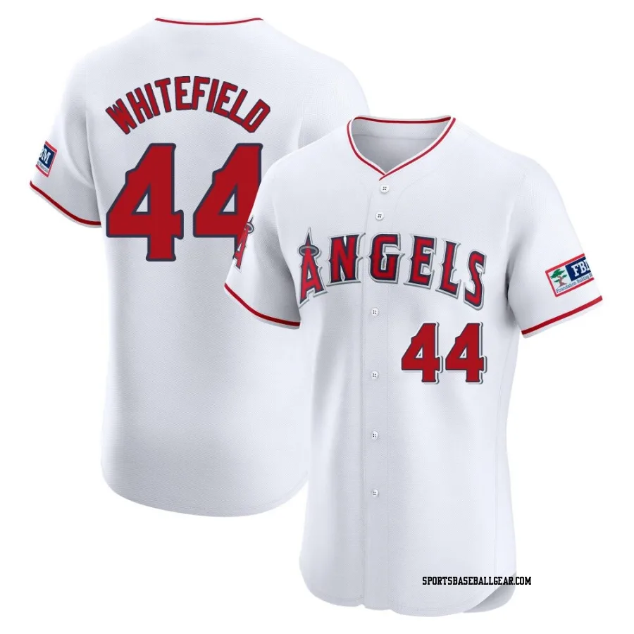 Aaron Whitefield Men's Los Angeles Angels White Elite Home Patch Jersey