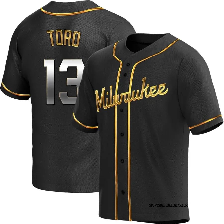 Abraham Toro Men's Milwaukee Brewers Black Golden Replica Alternate Jersey