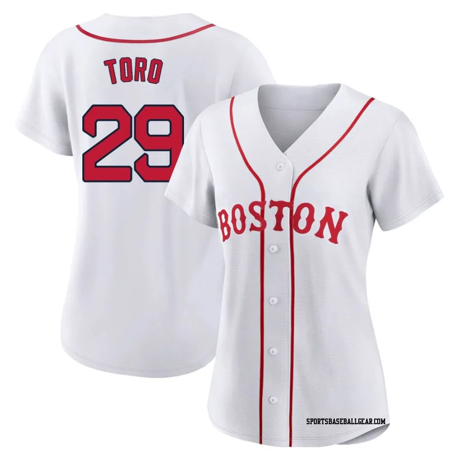 Abraham Toro Women's Boston Red Sox White Authentic 2021 Patriots' Day Jersey
