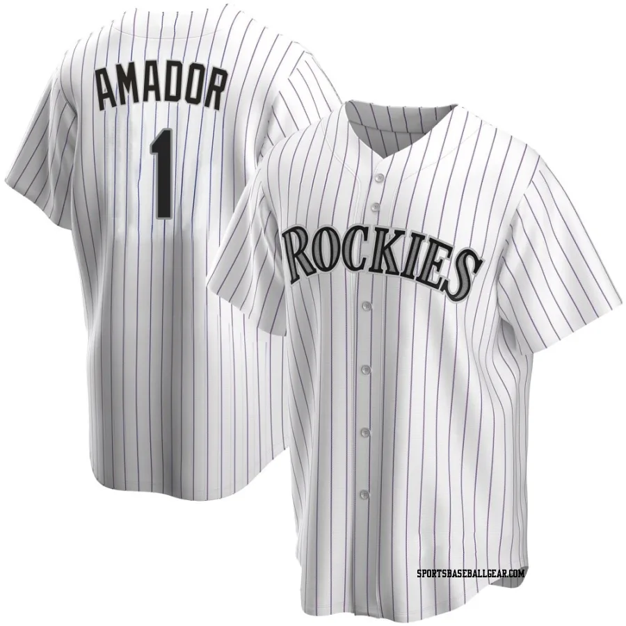 Adael Amador Men's Colorado Rockies White Replica Home Jersey