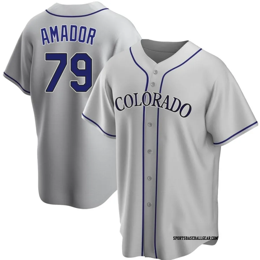 Adael Amador Youth Colorado Rockies Gray Replica Road Jersey