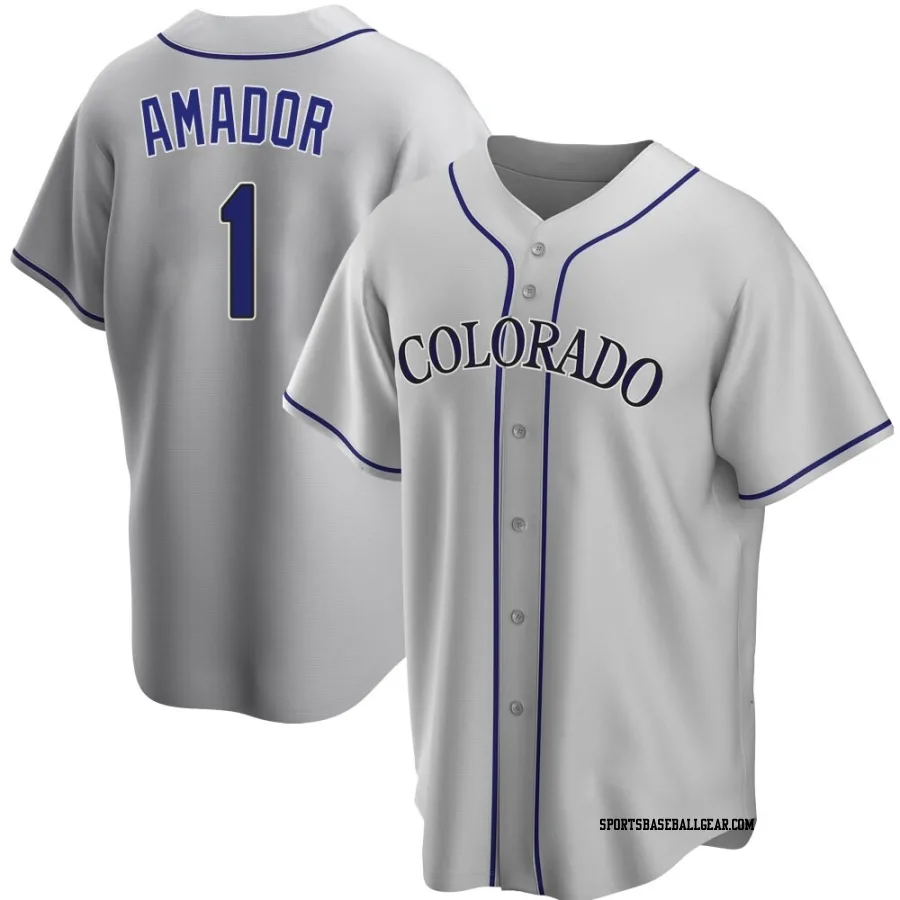Adael Amador Youth Colorado Rockies Gray Replica Road Jersey