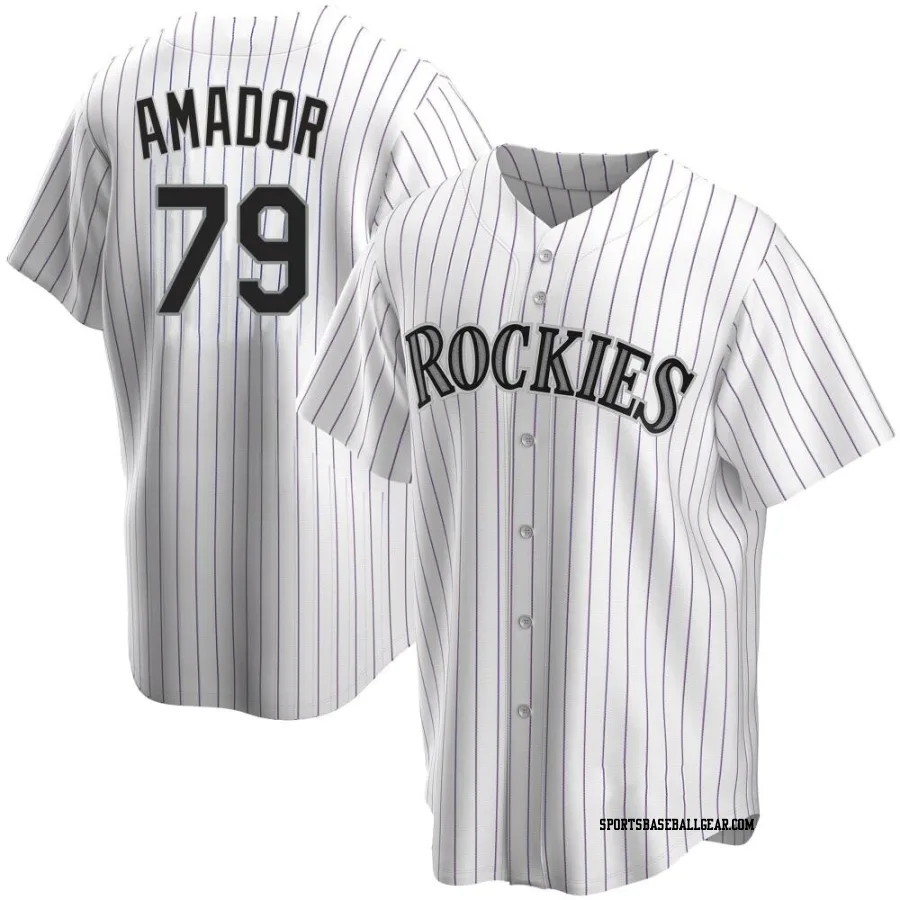 Adael Amador Youth Colorado Rockies White Replica Home Jersey