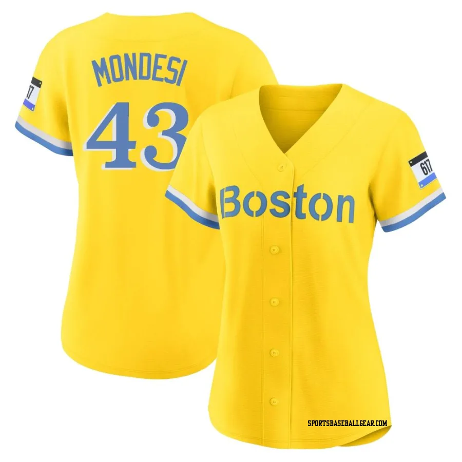 Adalberto Mondesi Women's Boston Red Sox Gold/Light Authentic Blue 2021 City Connect Player Jersey
