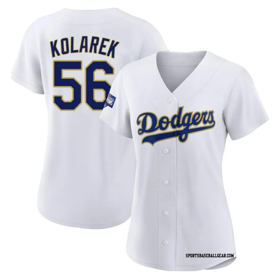 Adam Kolarek Women's Los Angeles Dodgers White/Gold Authentic 2021 Gold Program Player Jersey