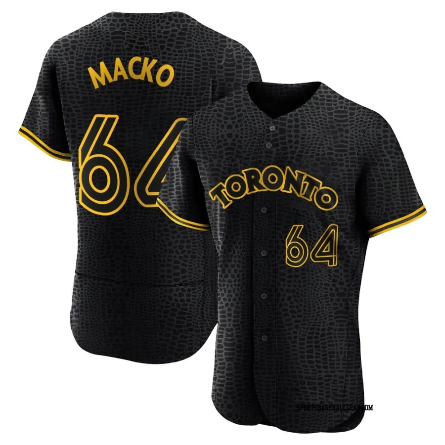 Adam Macko Men's Toronto Blue Jays Black Authentic Snake Skin City Jersey