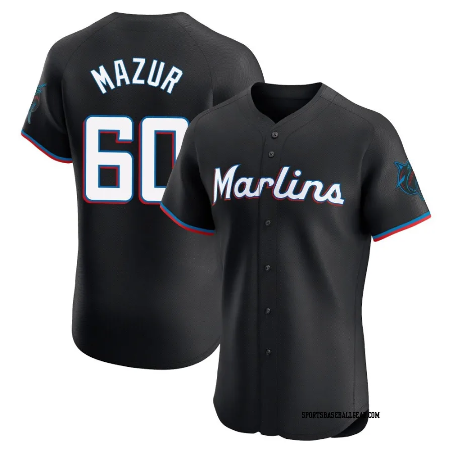 Adam Mazur Men's Miami Marlins Black Elite Alternate Vapor Premier Jersey