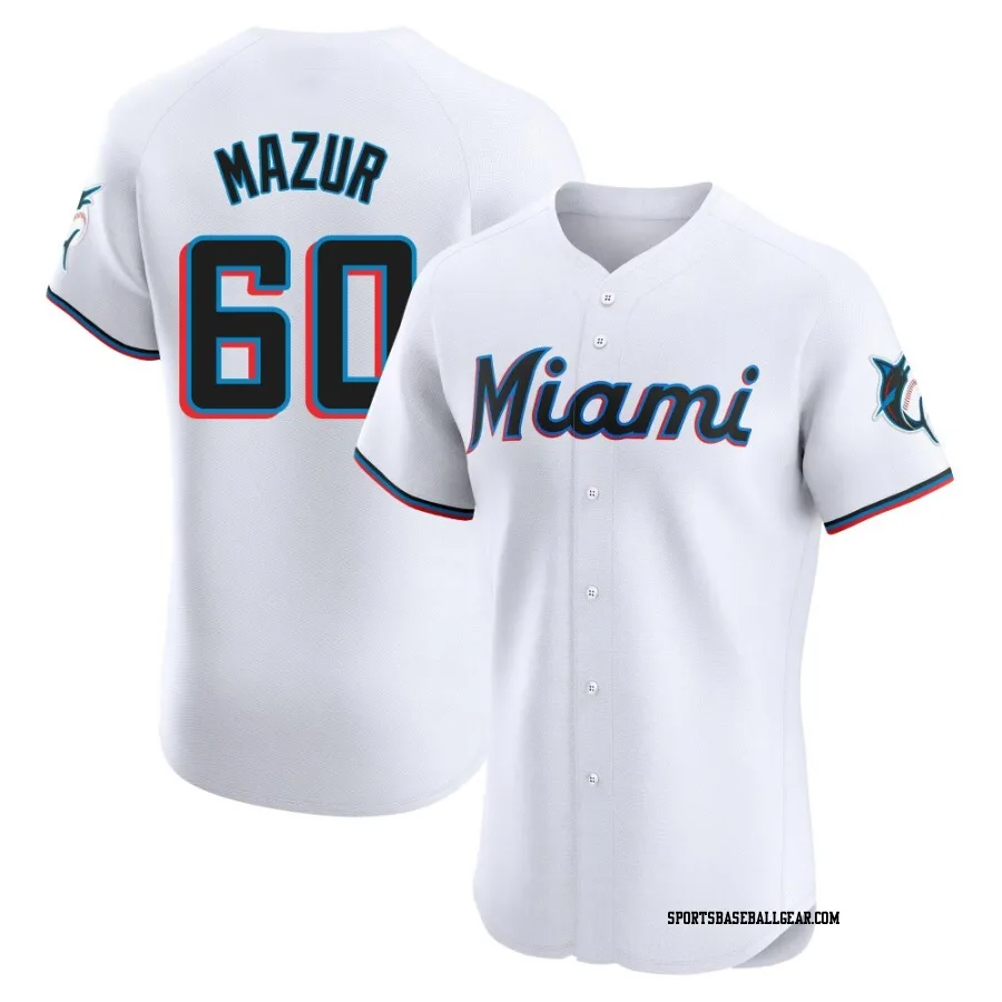 Adam Mazur Men's Miami Marlins White Elite Home Jersey