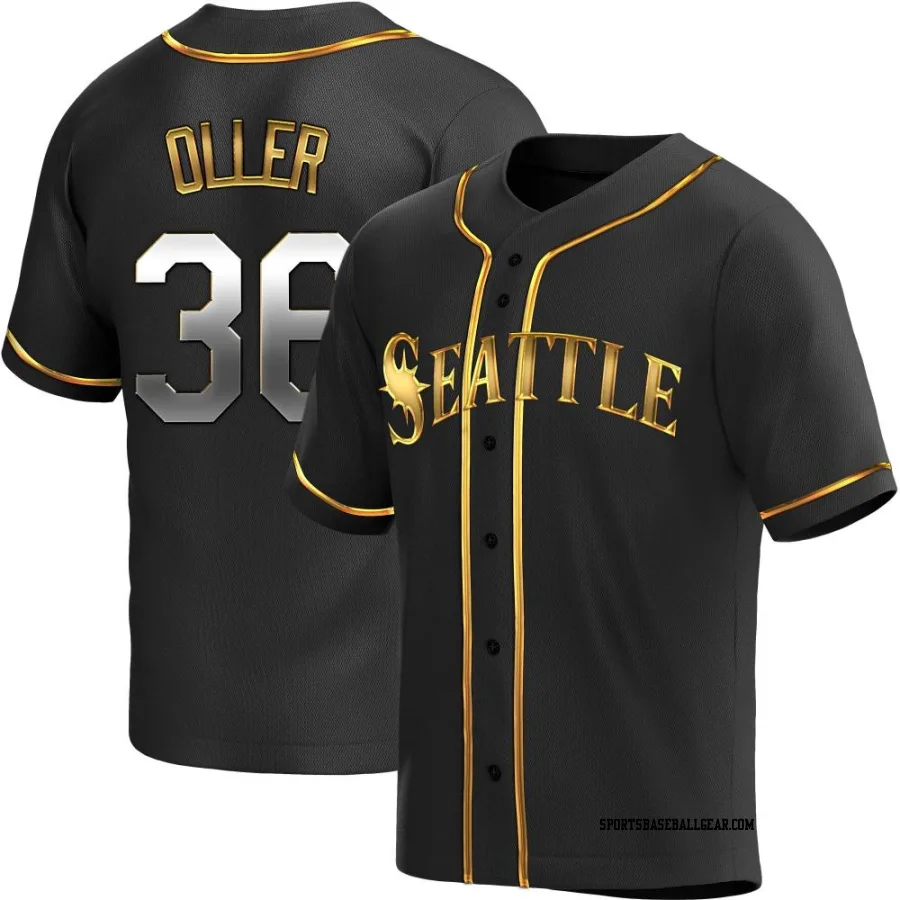 Adam Oller Men's Seattle Mariners Black Golden Replica Alternate Jersey