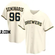 Adam Seminaris Men's Milwaukee Brewers Cream Replica Home Jersey