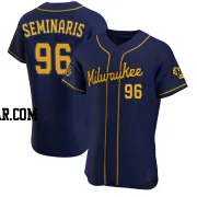 Adam Seminaris Men's Milwaukee Brewers Navy Authentic Alternate Jersey