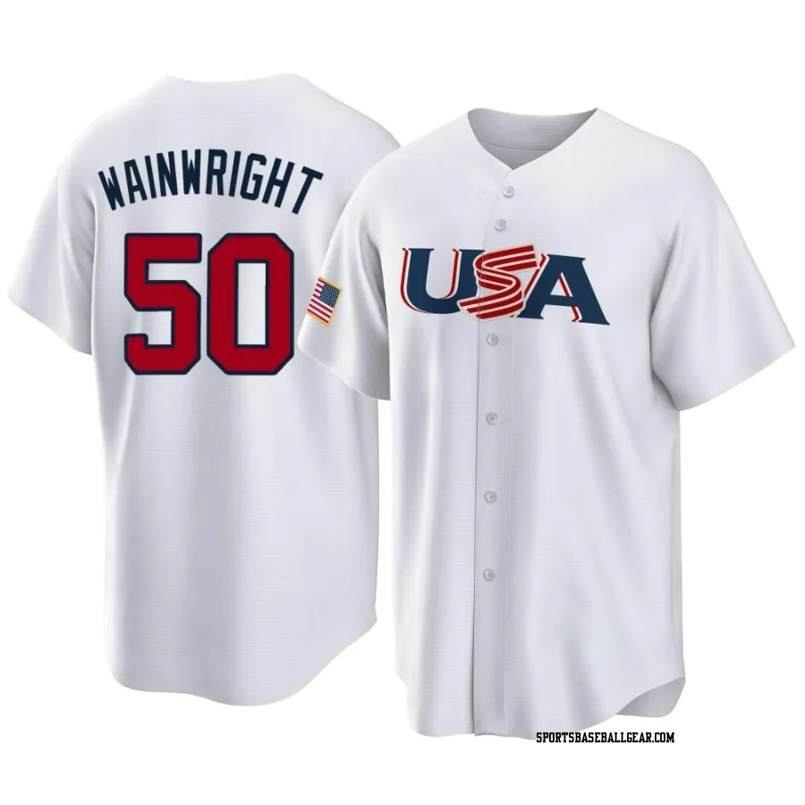 Adam Wainwright Men's USA Baseball White Replica 2023 World Baseball Classic Jersey