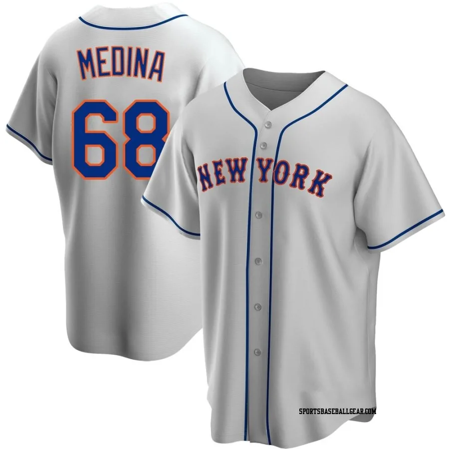 Adonis Medina Men's New York Mets Gray Replica Road Jersey