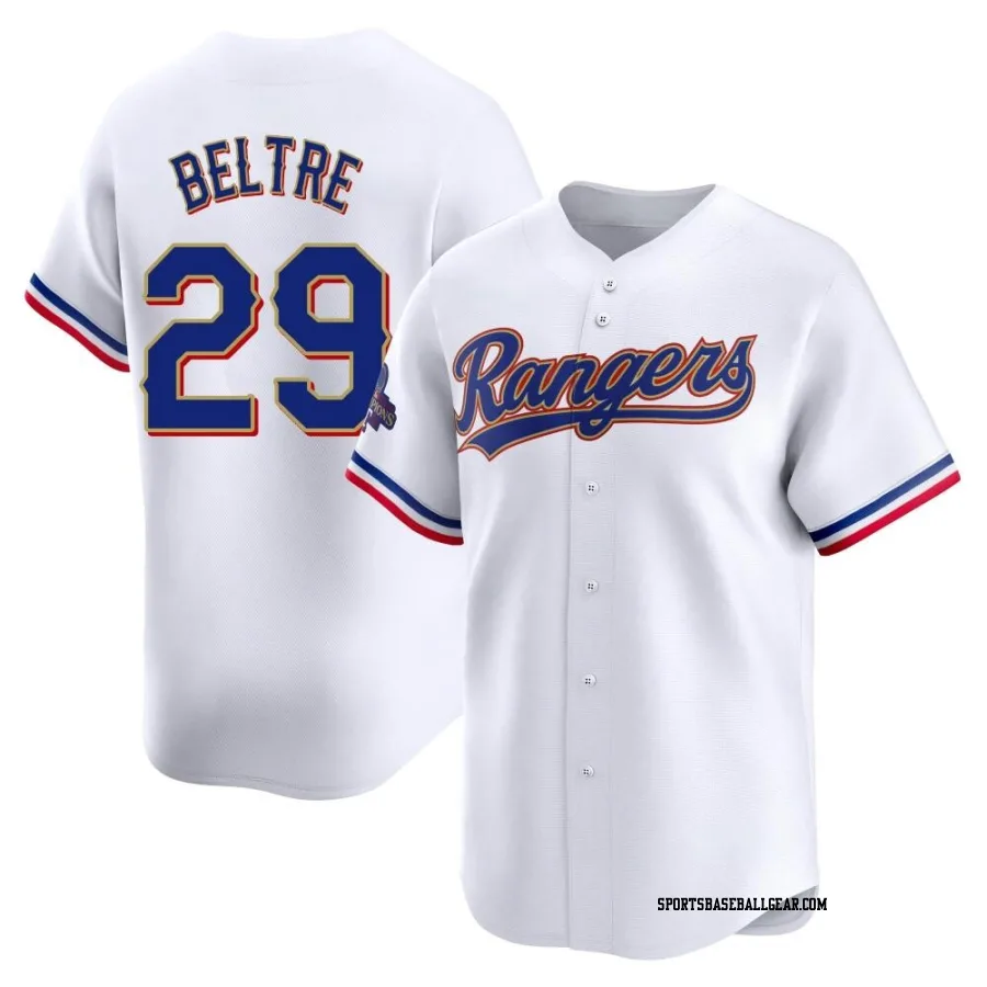 Adrian Beltre Men's Texas Rangers Gold Limited White 2024 Collection Jersey