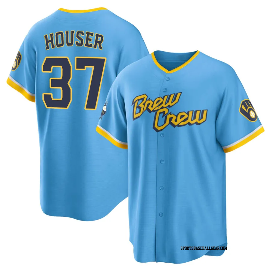 Adrian Houser Men's Milwaukee Brewers Blue Replica Powder 2022 City Connect Jersey