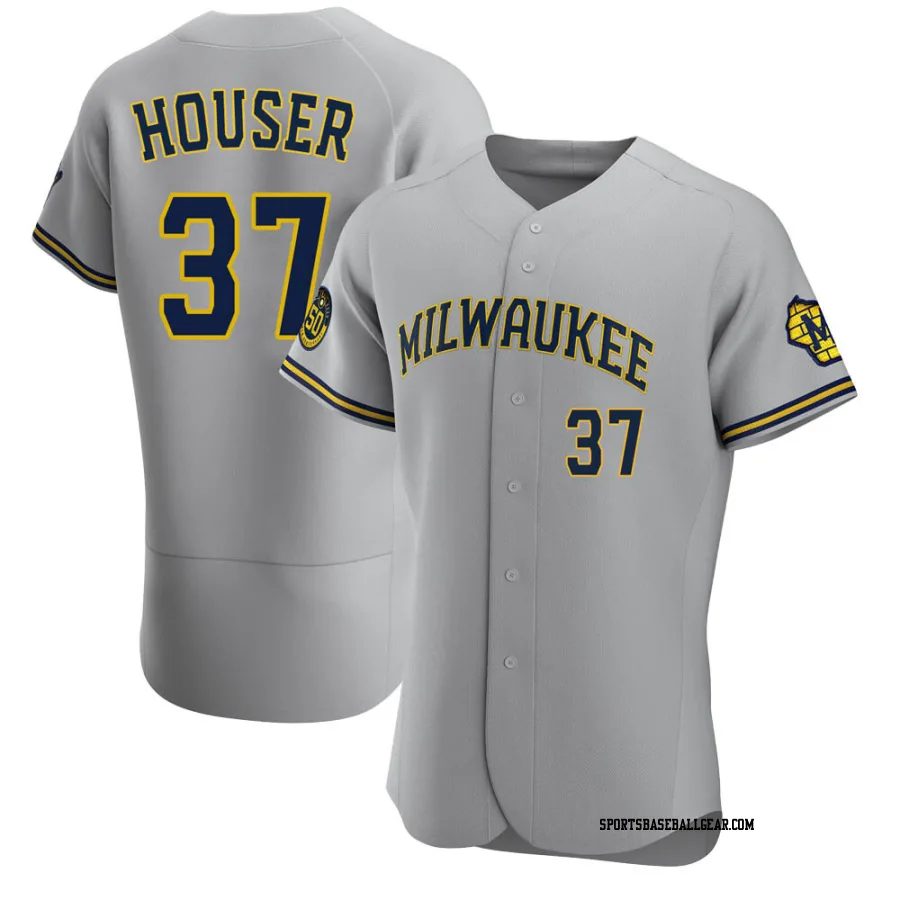 Adrian Houser Men's Milwaukee Brewers Gray Authentic Road Jersey