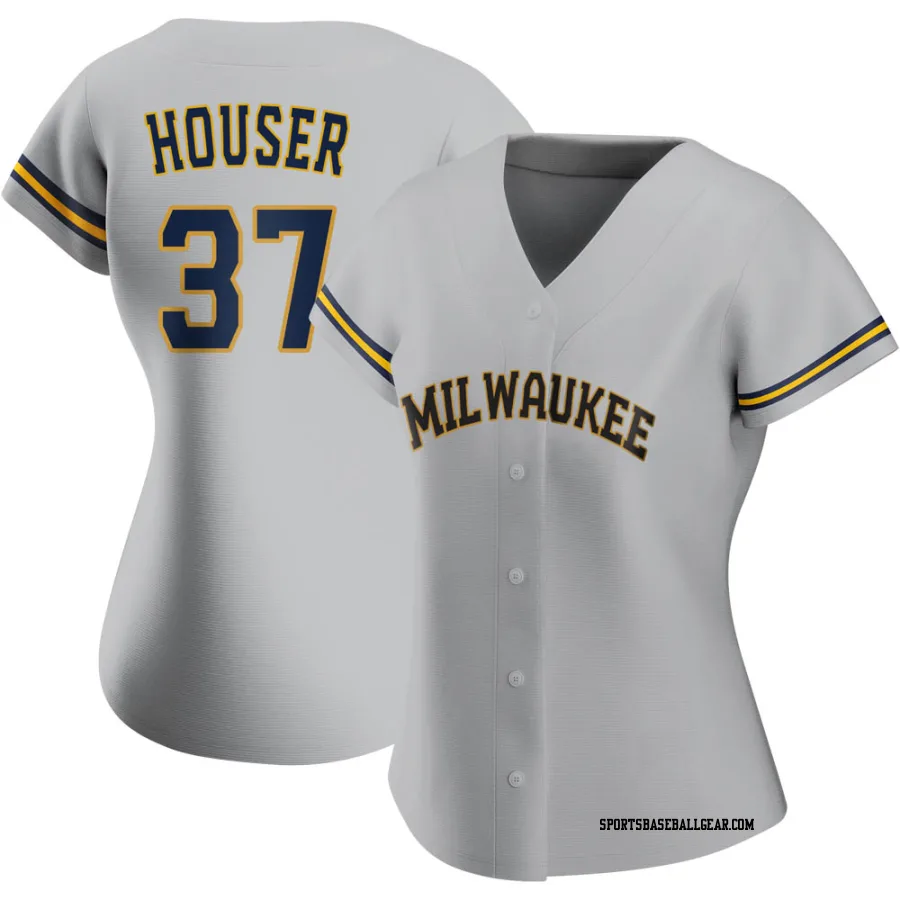Adrian Houser Women's Milwaukee Brewers Gray Replica Road Jersey