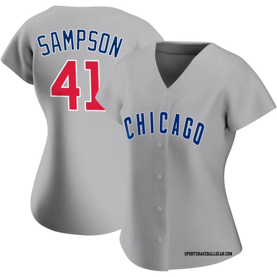 Adrian Sampson Women's Chicago Cubs Gray Authentic Road Jersey