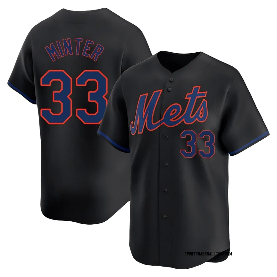 A.J. Minter Men's New York Mets Black Limited Alternate Jersey