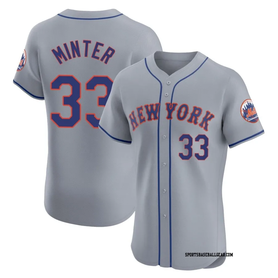 A.J. Minter Men's New York Mets Gray Elite Road Jersey