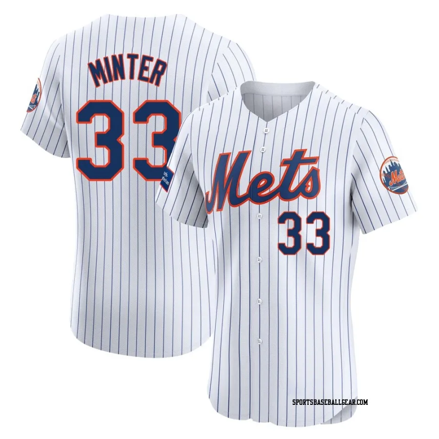 A.J. Minter Men's New York Mets White Elite Home Patch Jersey
