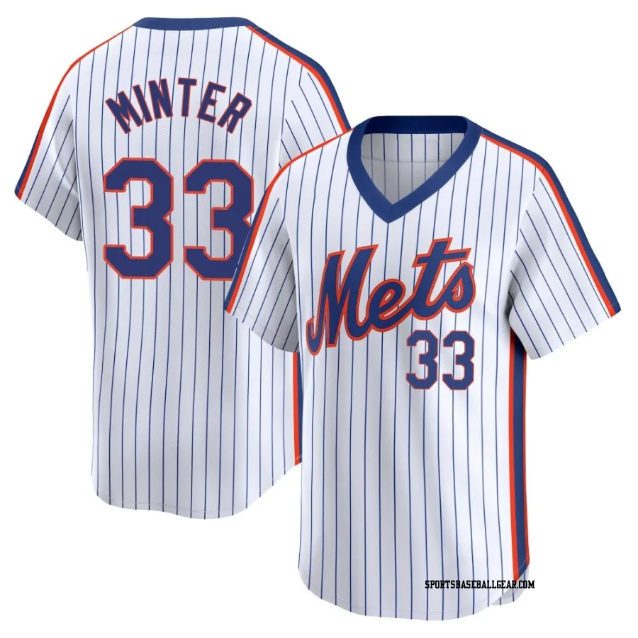 A.J. Minter Men's New York Mets White Limited Cooperstown Collection Jersey