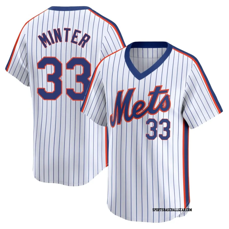 A.J. Minter Youth New York Mets White Limited Cooperstown Collection Jersey