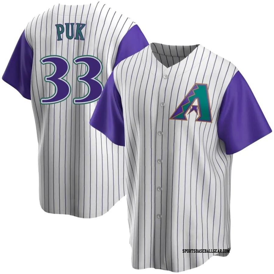 A.J. Puk Youth Arizona Diamondbacks Cream/Purple Replica Alternate Cooperstown Collection Jersey