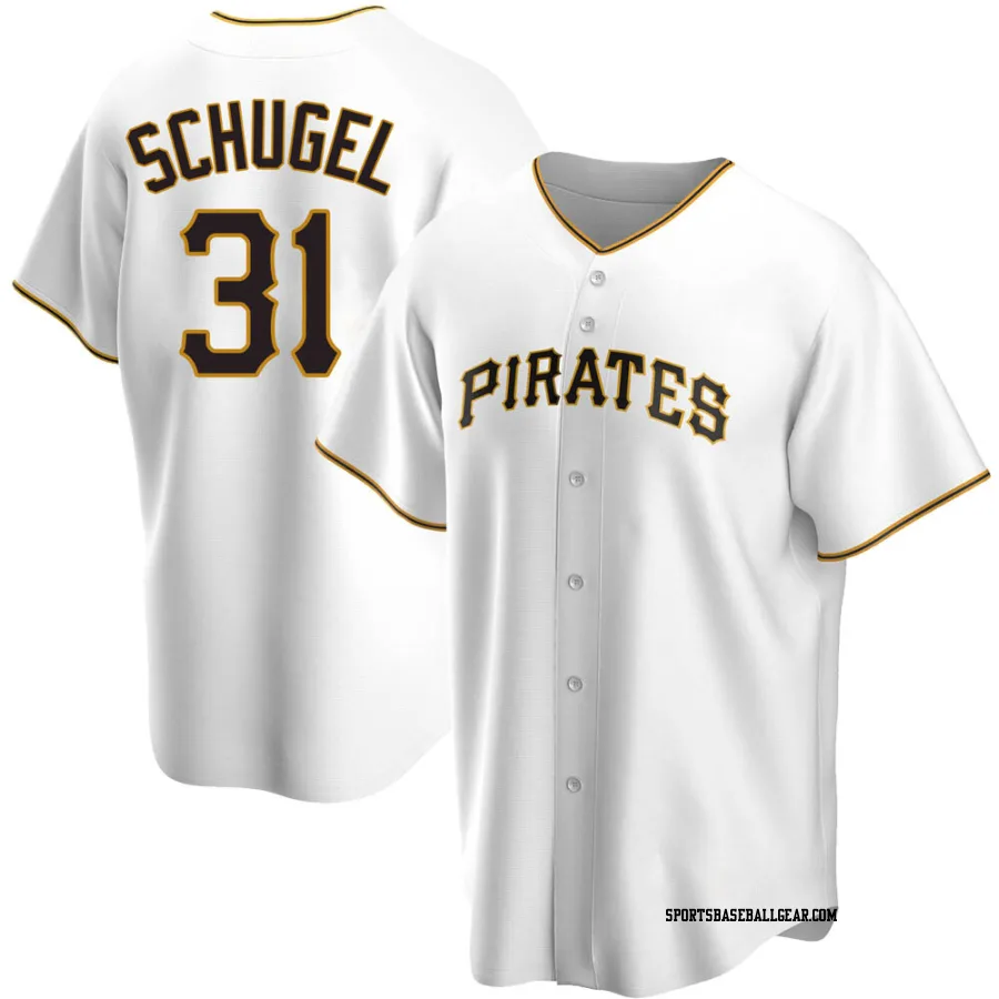 A.J. Schugel Men's Pittsburgh Pirates White Replica Home Jersey