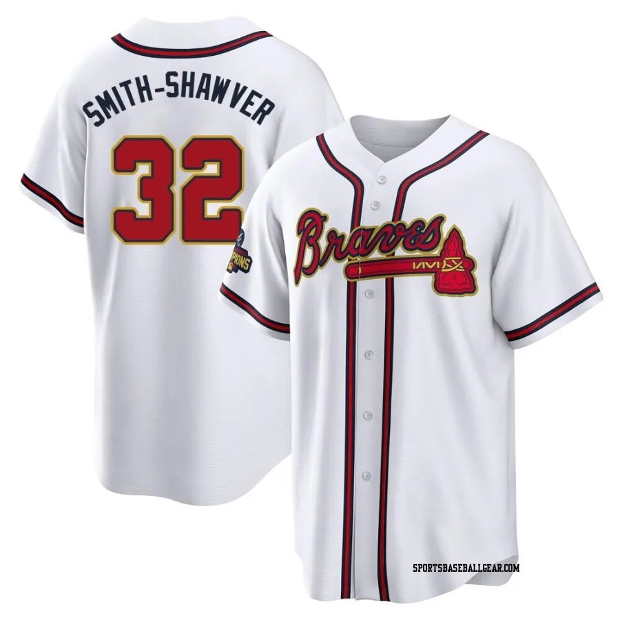 AJ Smith-Shawver Men's Atlanta Braves Gold Replica White 2022 Program Jersey