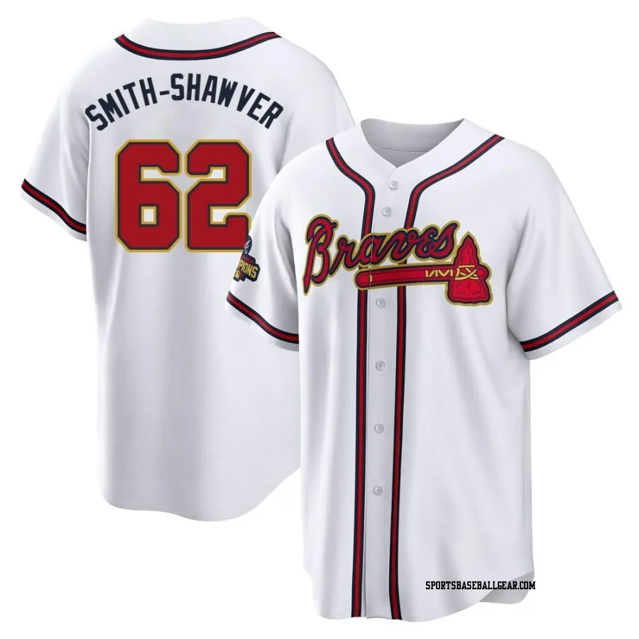 AJ Smith-Shawver Youth Atlanta Braves Gold Replica White 2022 Program Jersey