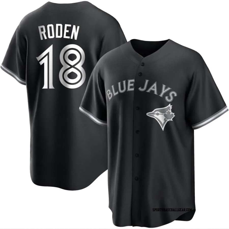 Alan Roden Men's Toronto Blue Jays Black/White Replica Jersey