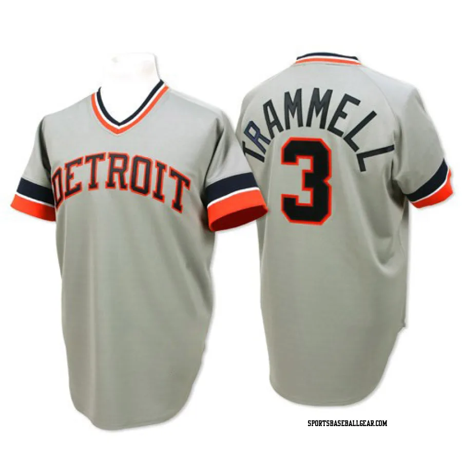 Alan Trammell Men's Detroit Tigers Grey Replica Throwback Jersey