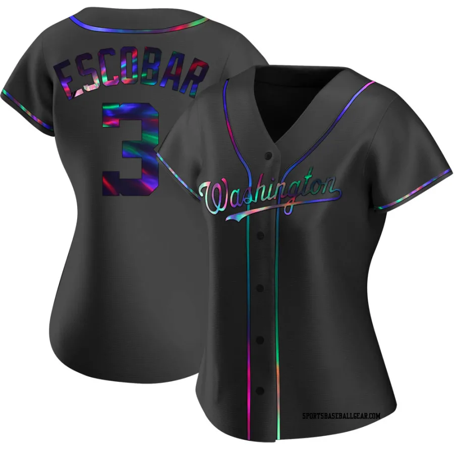 Alcides Escobar Women's Washington Nationals Black Holographic Replica Alternate Jersey