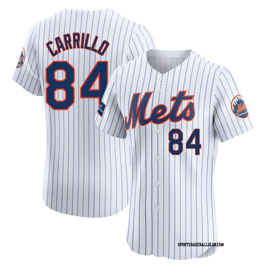 Alejandro Carrillo Men's New York Mets White Elite Home Patch Jersey