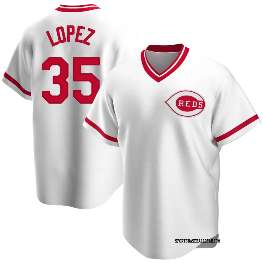 Alejo Lopez Youth Cincinnati Reds White Replica Home Cooperstown Collection Jersey