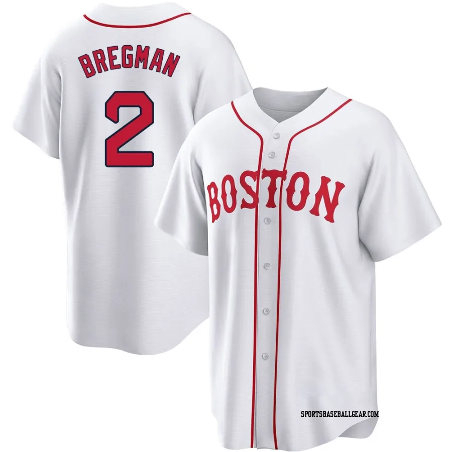 Alex Bregman Youth Boston Red Sox White Replica 2021 Patriots' Day Jersey