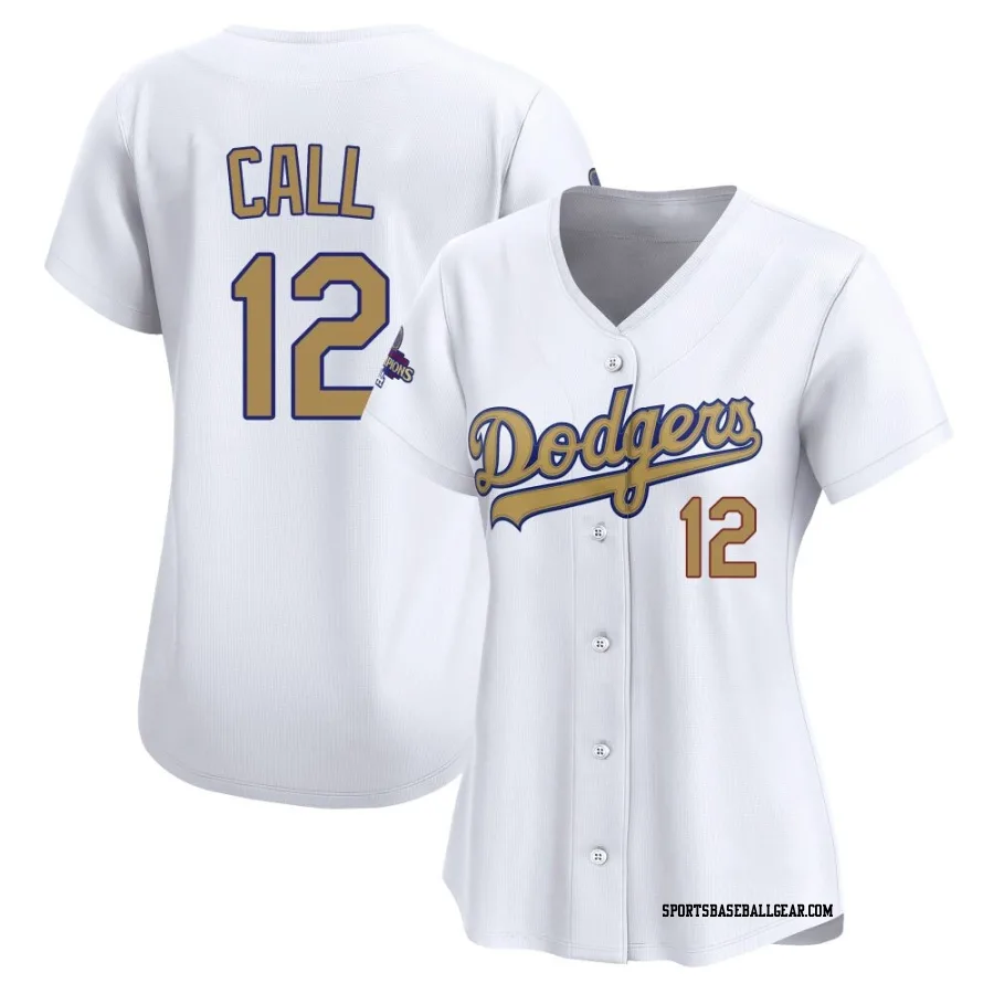 Alex Call Women's Los Angeles Dodgers Gold Limited White 2025 Collection Jersey