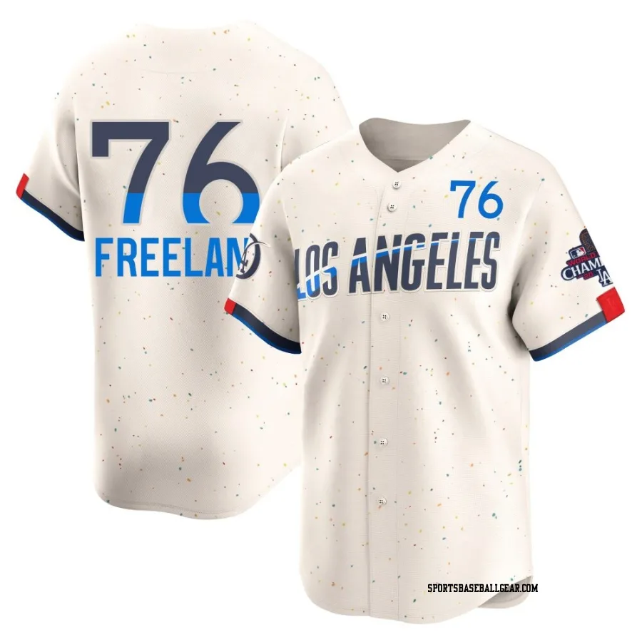 Alex Freeland Men's Los Angeles Dodgers Cream Limited 2024 City Connect World Series Champions Jersey