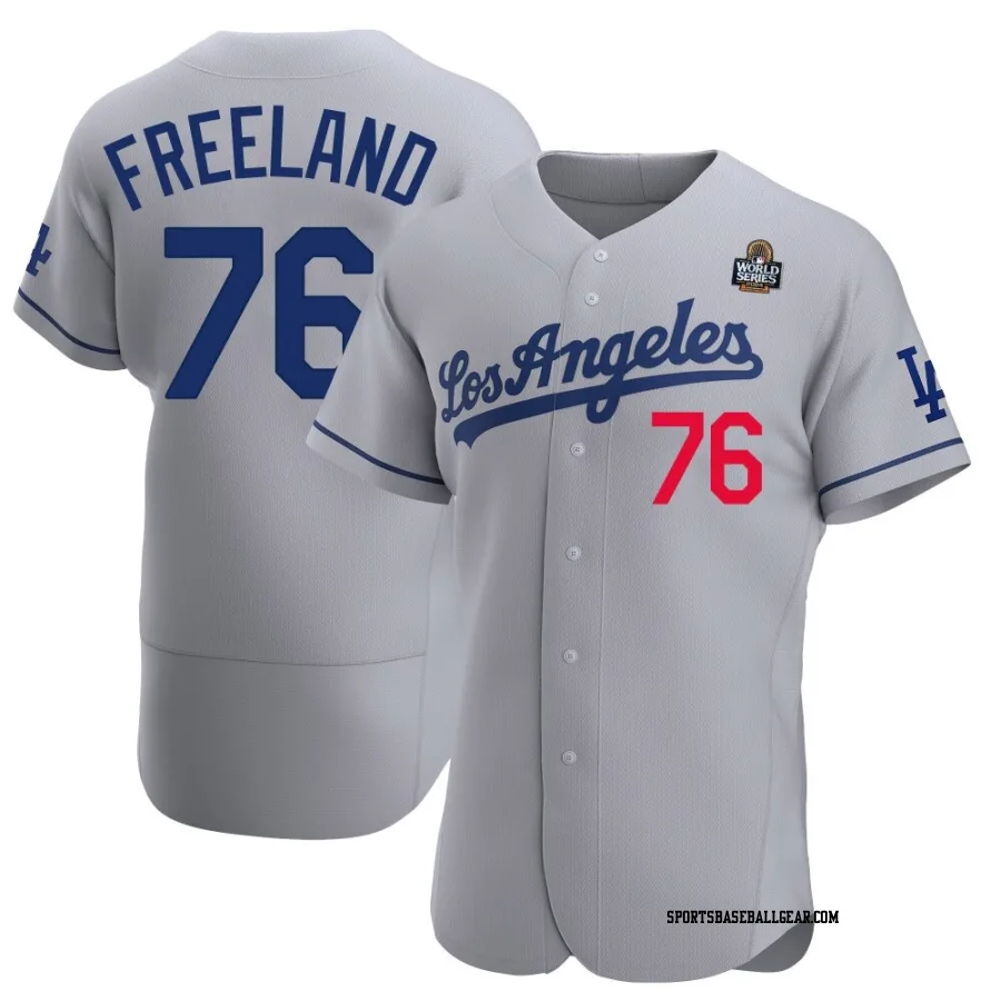 Alex Freeland Men's Los Angeles Dodgers Gray Authentic Away Official 2024 World Series Jersey