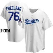 Alex Freeland Men's Los Angeles Dodgers White Replica Home 2024 World Series Champions Jersey