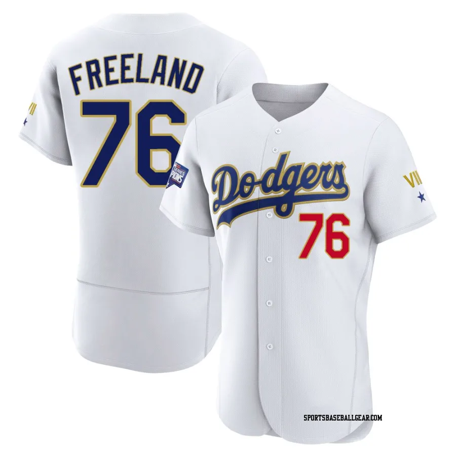 Alex Freeland Men's Los Angeles Dodgers White/Gold Authentic 2021 Gold Program Player Jersey