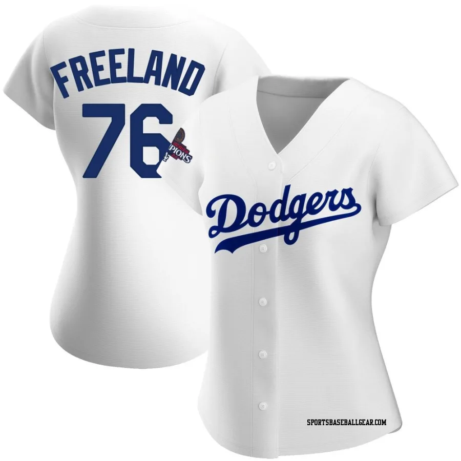 Alex Freeland Women's Los Angeles Dodgers White Authentic Home 2024 World Series Champions Jersey